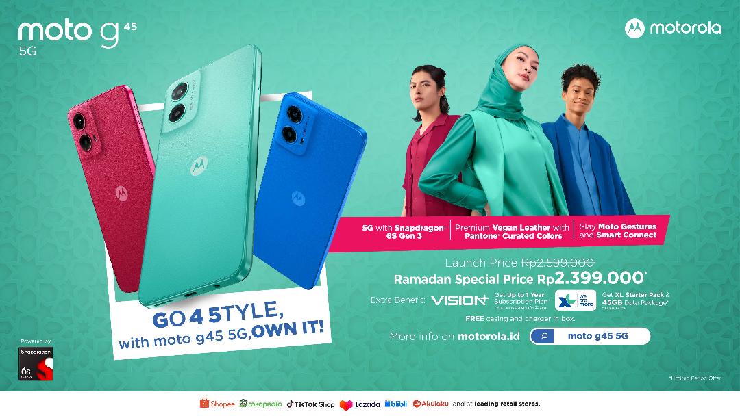 moto g45 5G Bisa Diisi Daya Secara Cepat dengan Teknologi TurboPower 20W